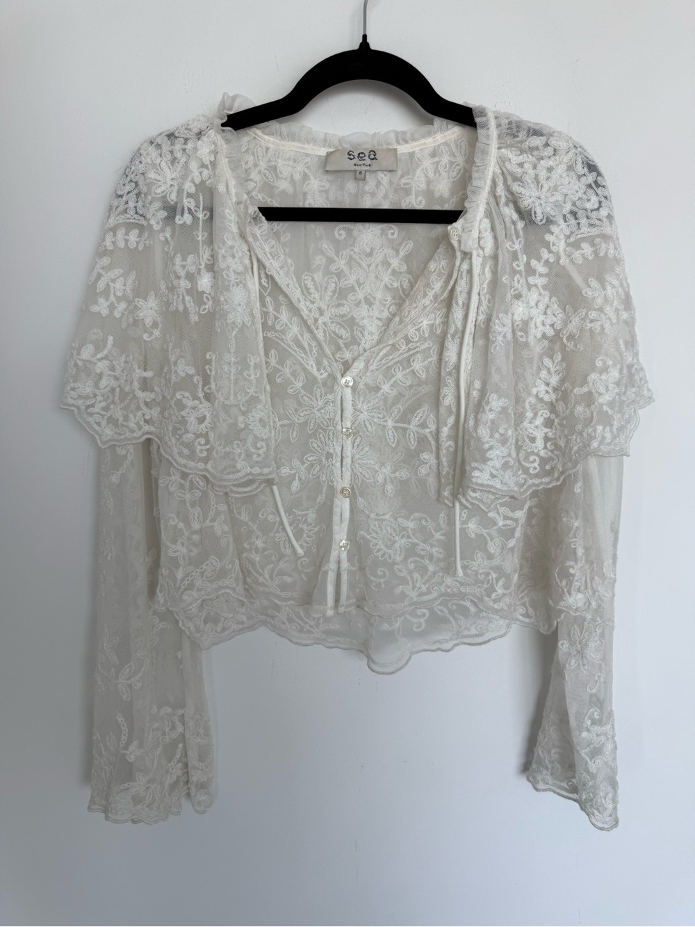 Sea New York Marja Embroidery Caplet Blouse in Pearl size S - Picture 6 of 8